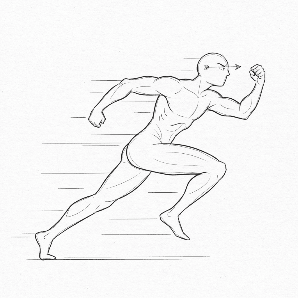 Black and white sketch of taking action