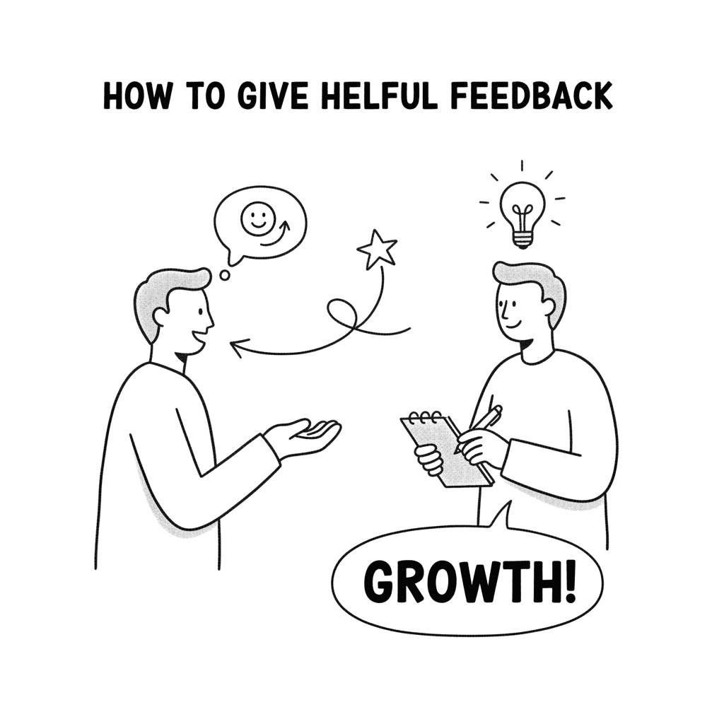 Illustration of team members exchanging feedback