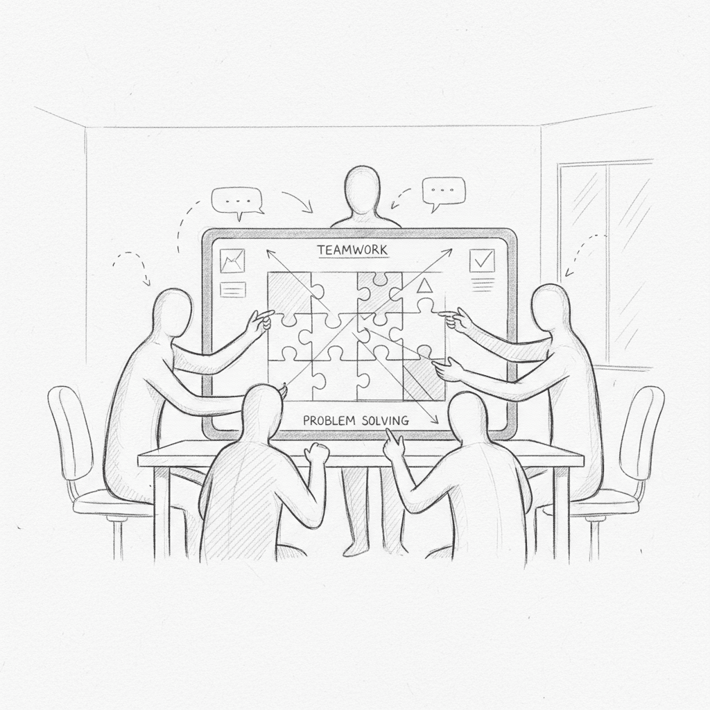 Students working together on a collaborative project